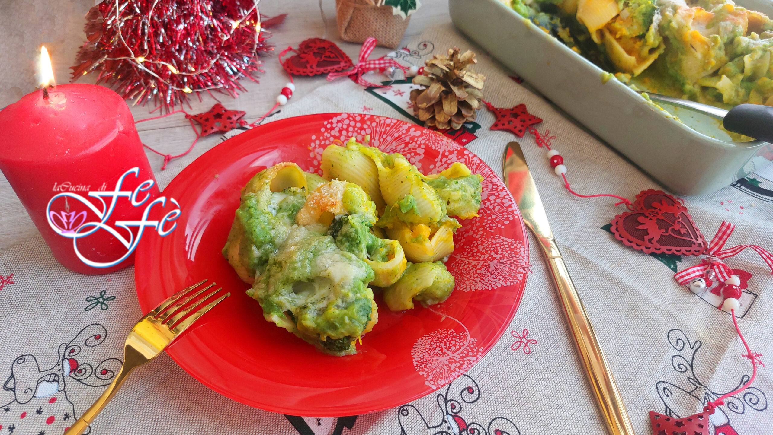 BAKED STUFFED LUMACONI WITH PUMPKIN AND BROCCOLI (Recipe without Bechamel Sauce)