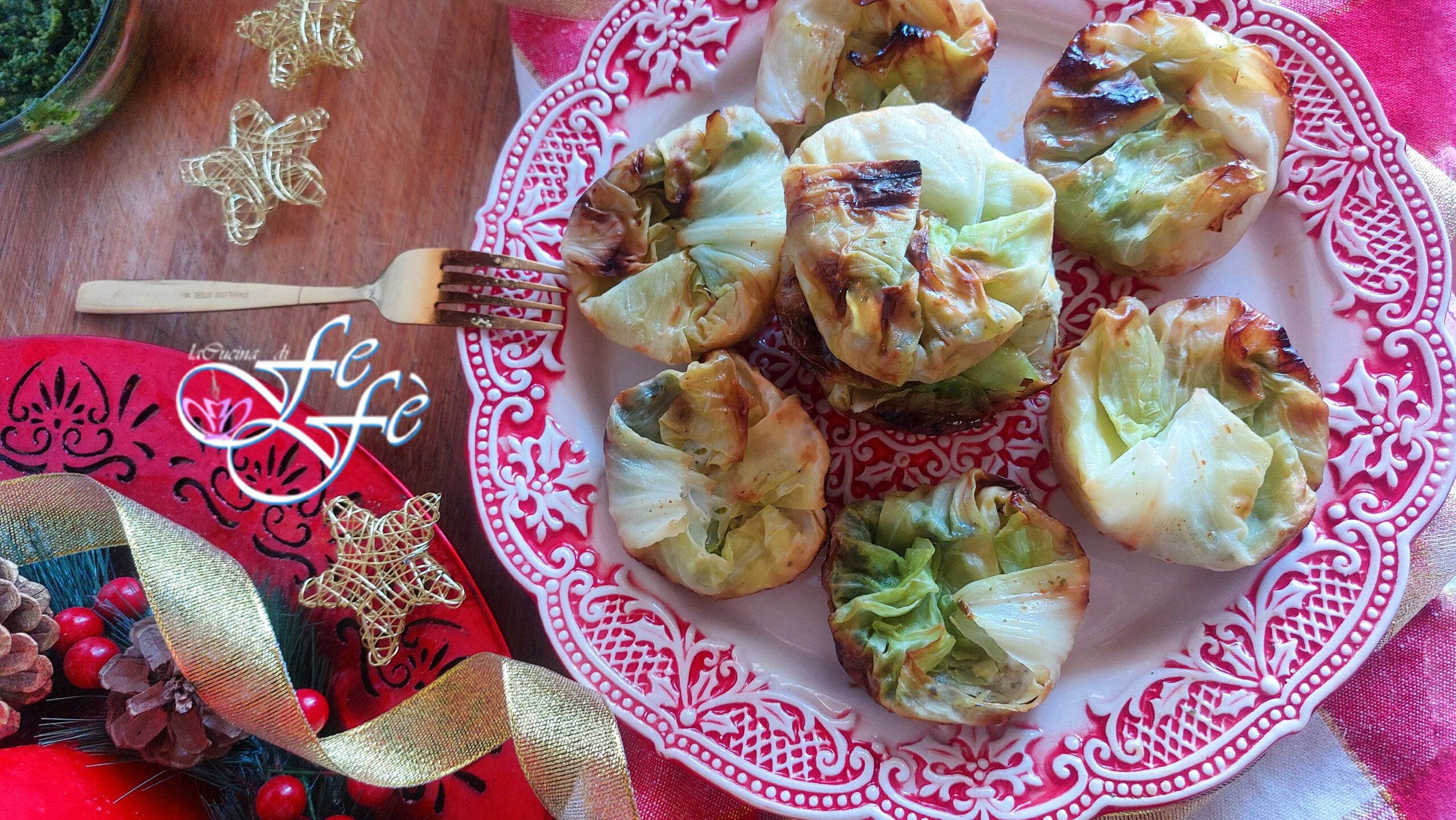 VEGETARIAN CABBAGE PARCELS WITH POTATOES AND ARUGULA PESTO