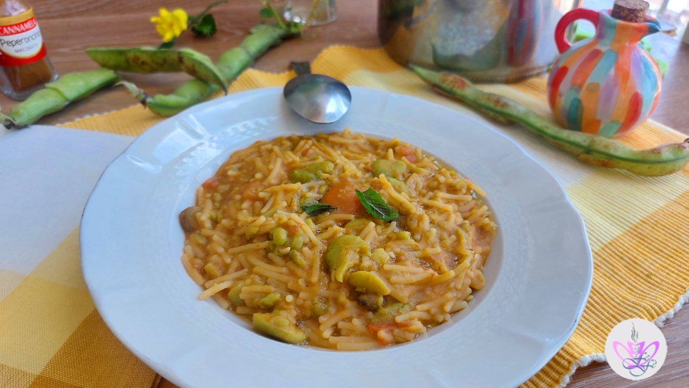 CUT SPAGHETTI WITH FRESH FAVA BEANS AND TOMATO (Sicilian Recipe)