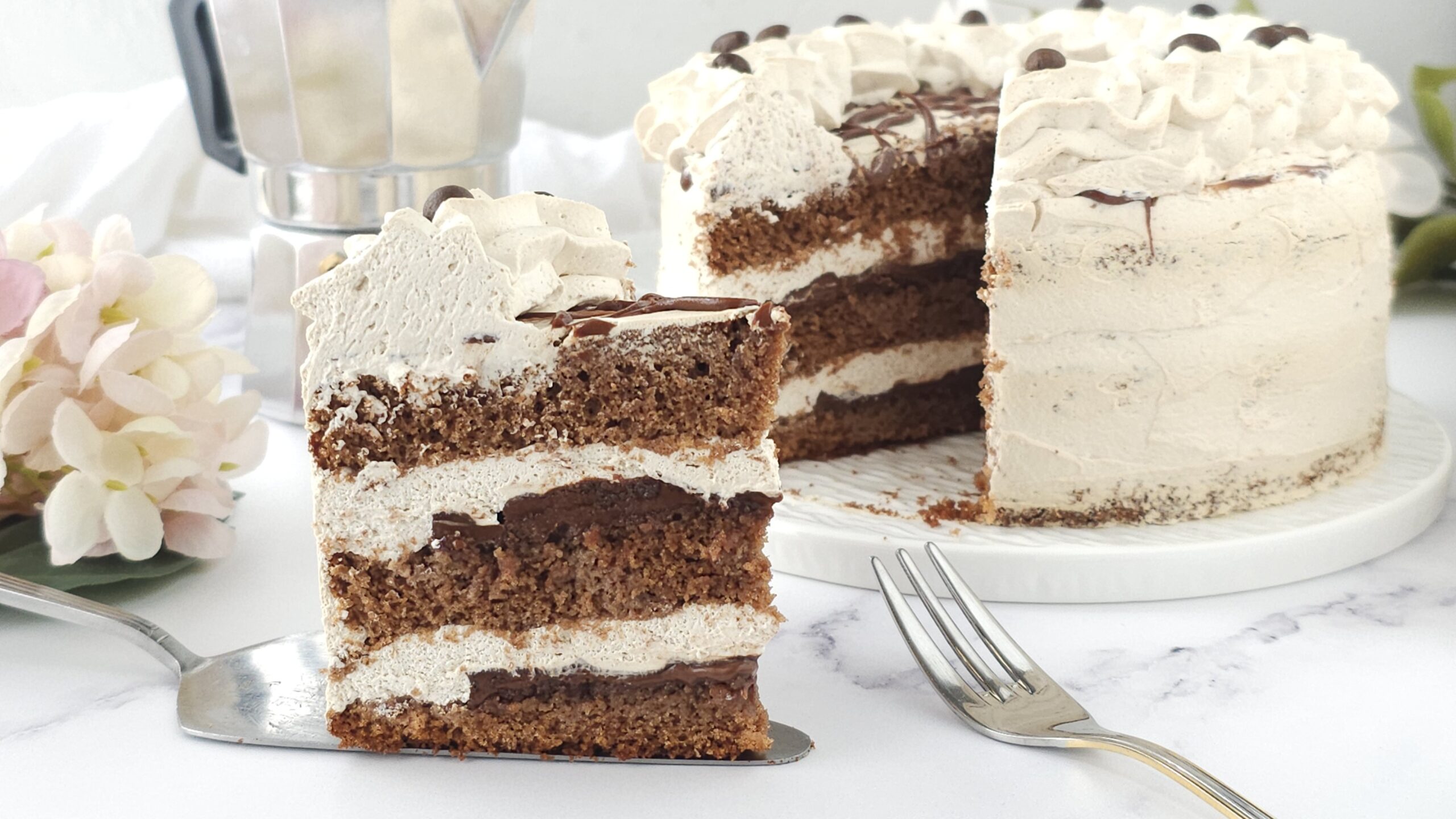 Coffee Cake with Cream and Nutella