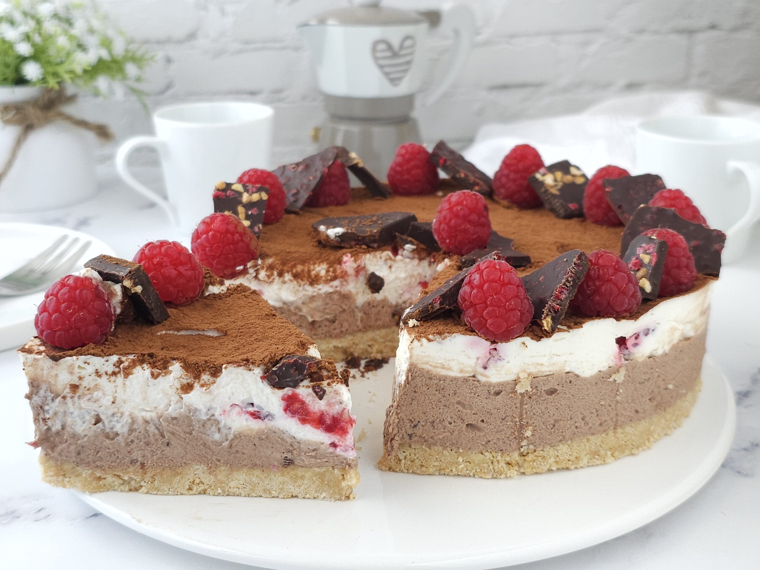 Two-flavor Chocolate and Raspberry Cheesecake