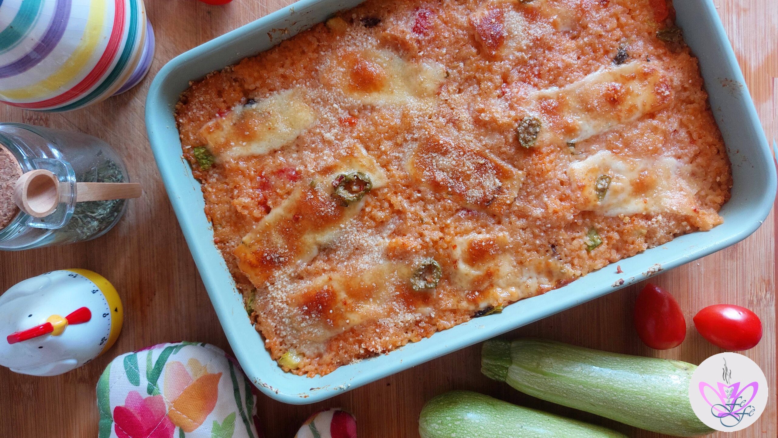 BAKED RICE PIE WITH TOMATOES AND ZUCCHINI