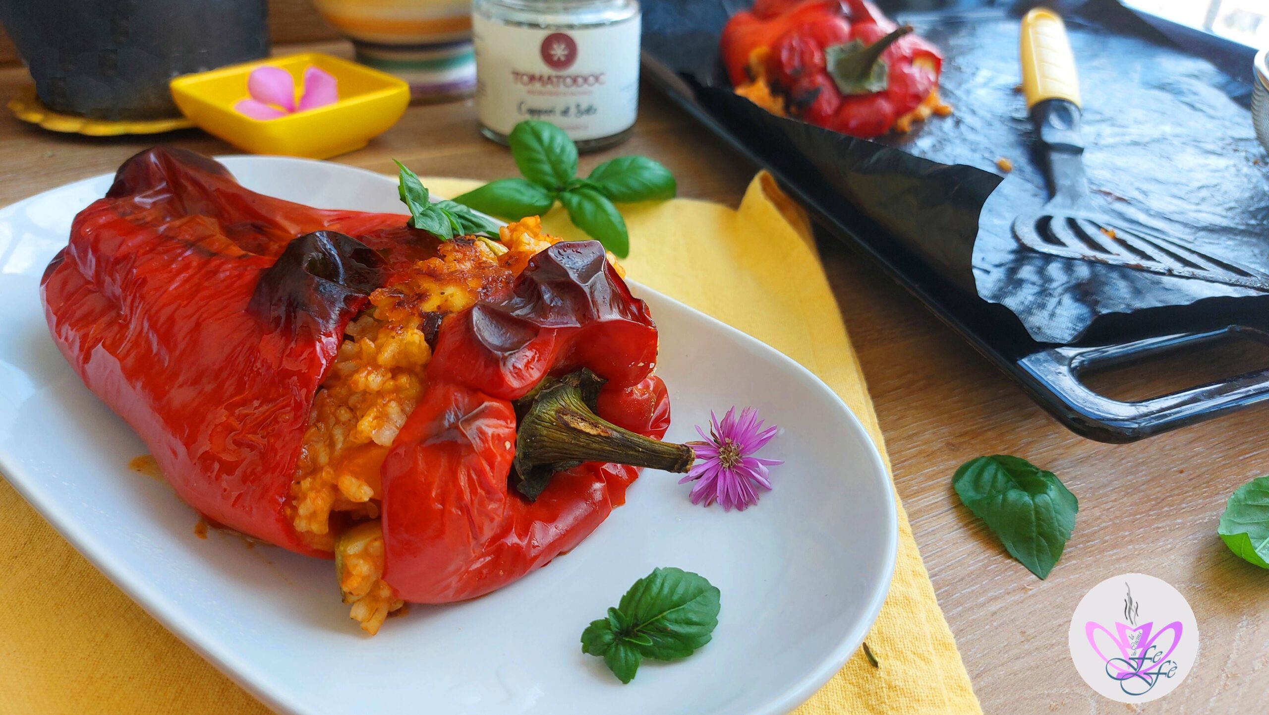 BAKED PEPPERS STUFFED WITH RICE AND ZUCCHINI