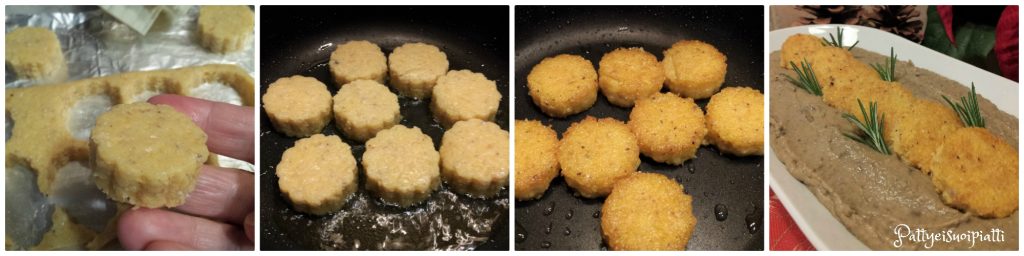 polenta bites on lentil cream