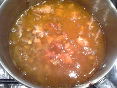 boiled lentils and sausage