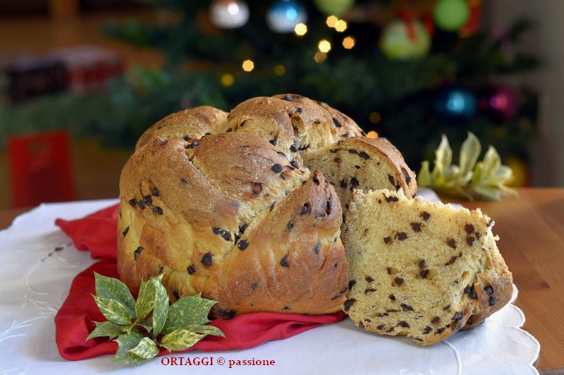 Braided Milk Dome with Chocolate Chips, slice