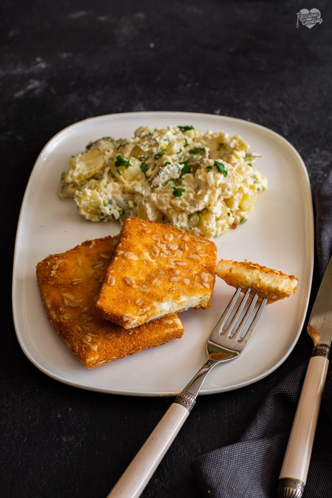 Breaded Cheese with Potato Salad