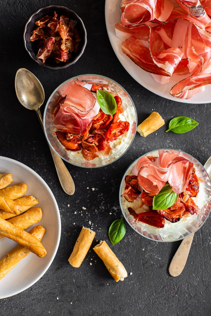 Buffalo Cream with Basil and Speck Alto Adige PGI