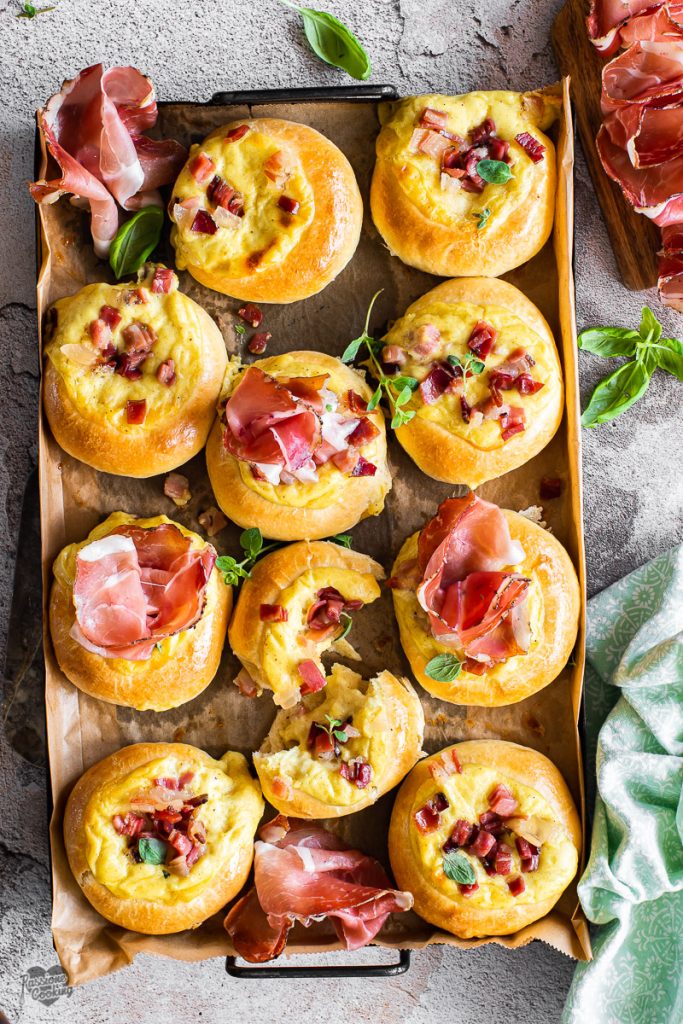 Buns with Cheese Béchamel and Speck Alto Adige PGI