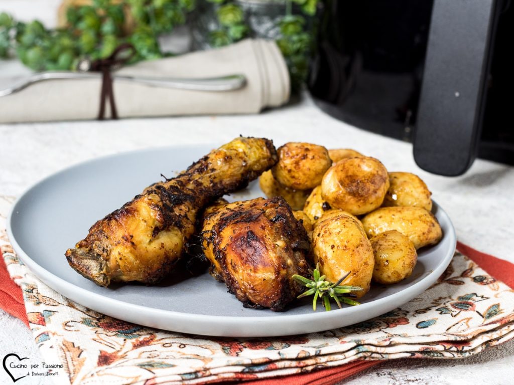 Chicken and potatoes in air fryer