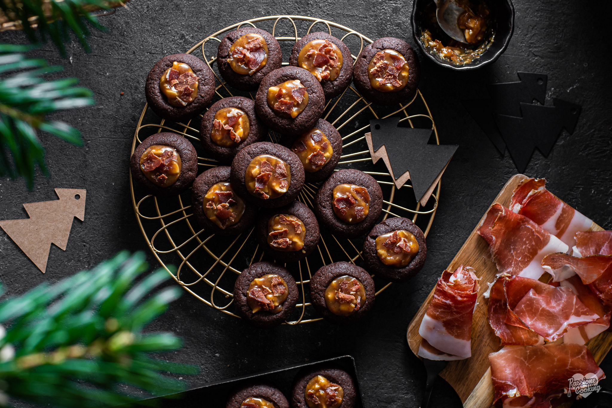 Chocolate Cookies with Speck Alto Adige PGI Caramel