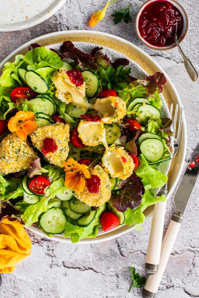 Fried Camembert on Salad