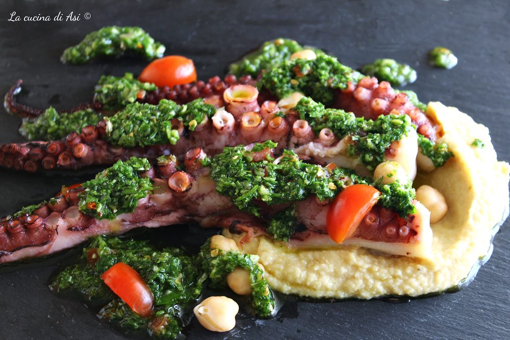 Grilled octopus with chimichurri sauce