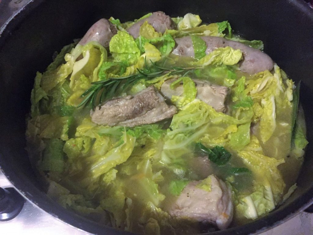 ribs and sausage with cabbage