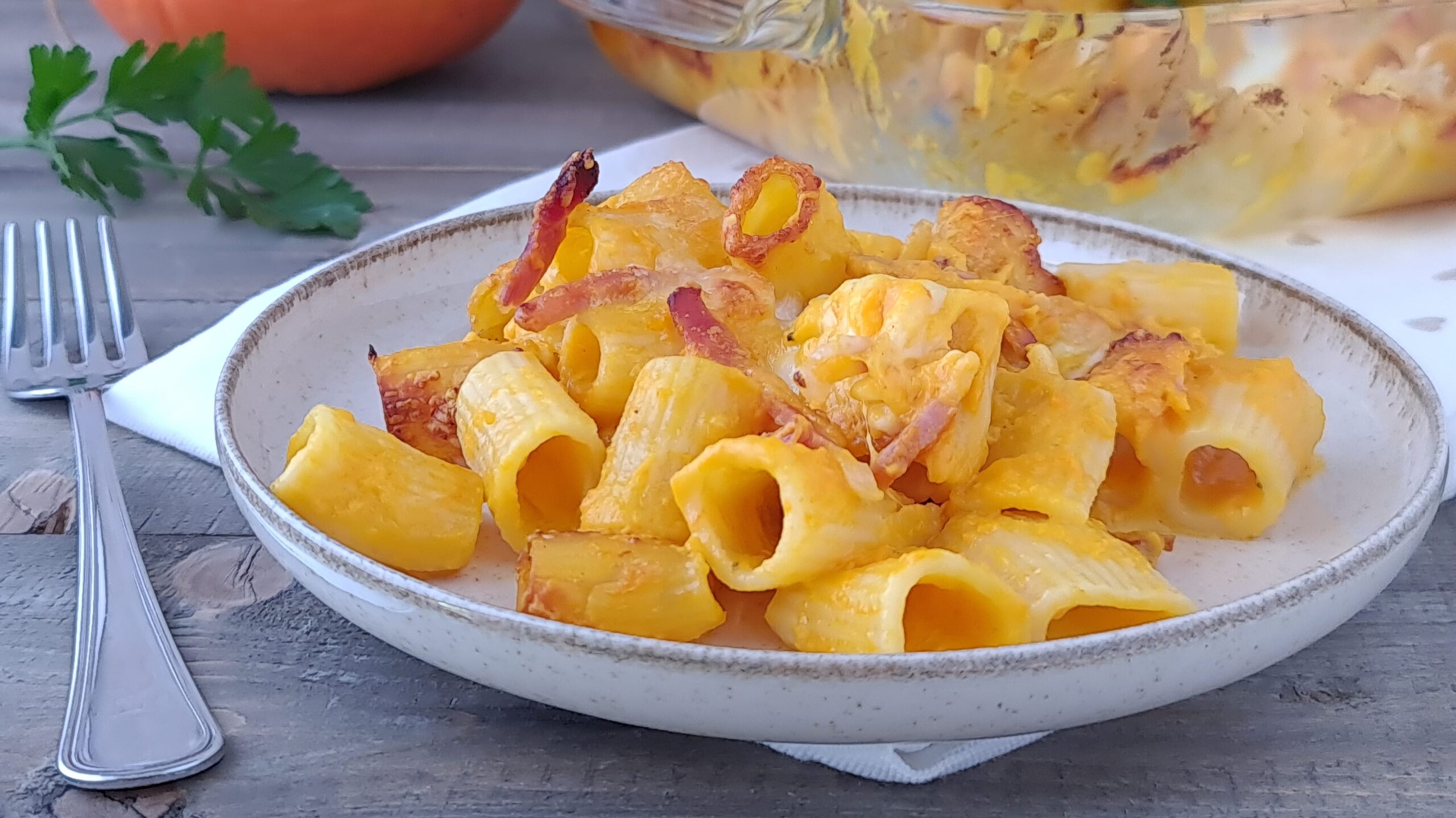 Baked Pasta with Pumpkin, Speck, and Mozzarella