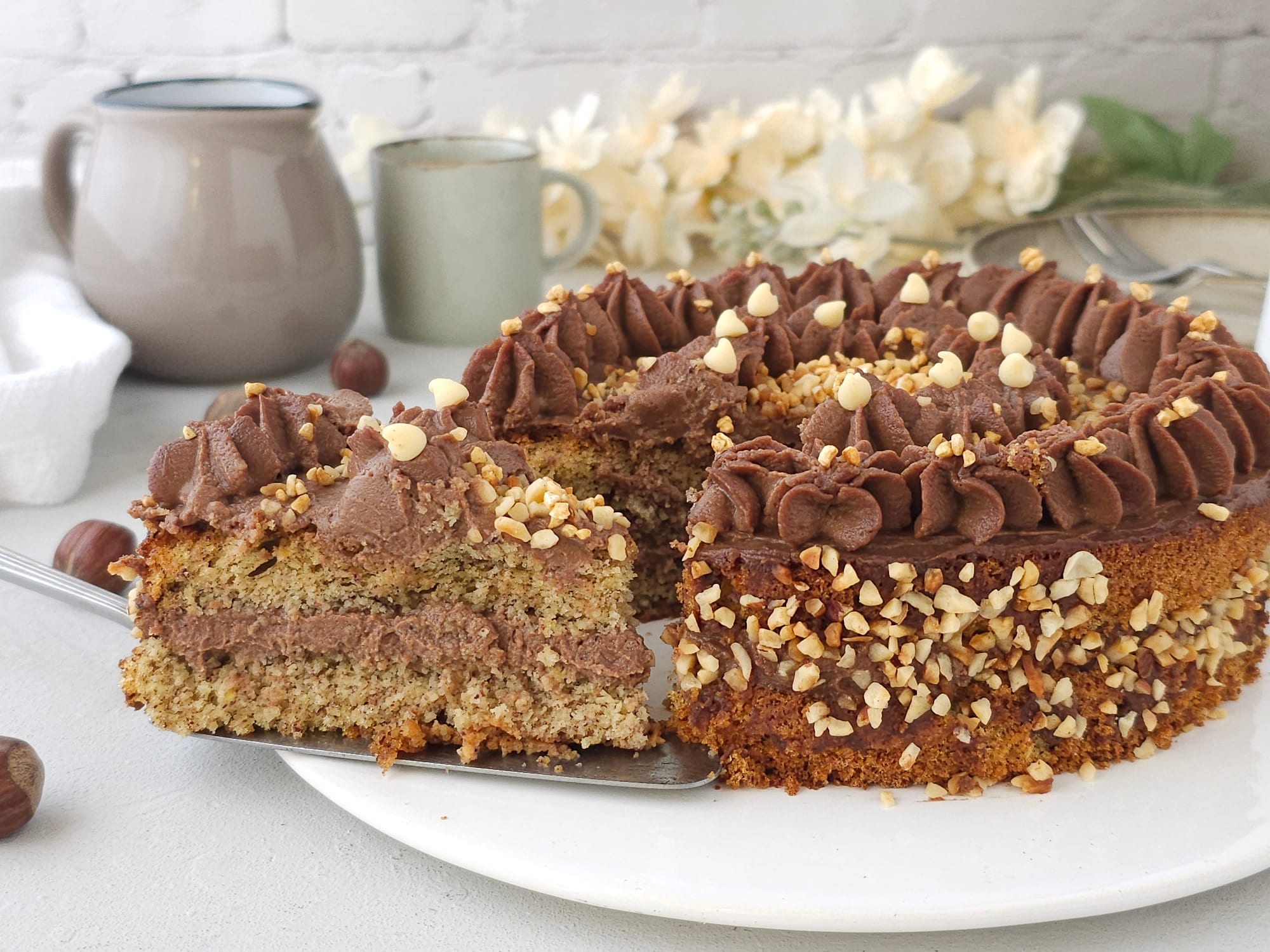 Hazelnut Cake with Chocolate Cream