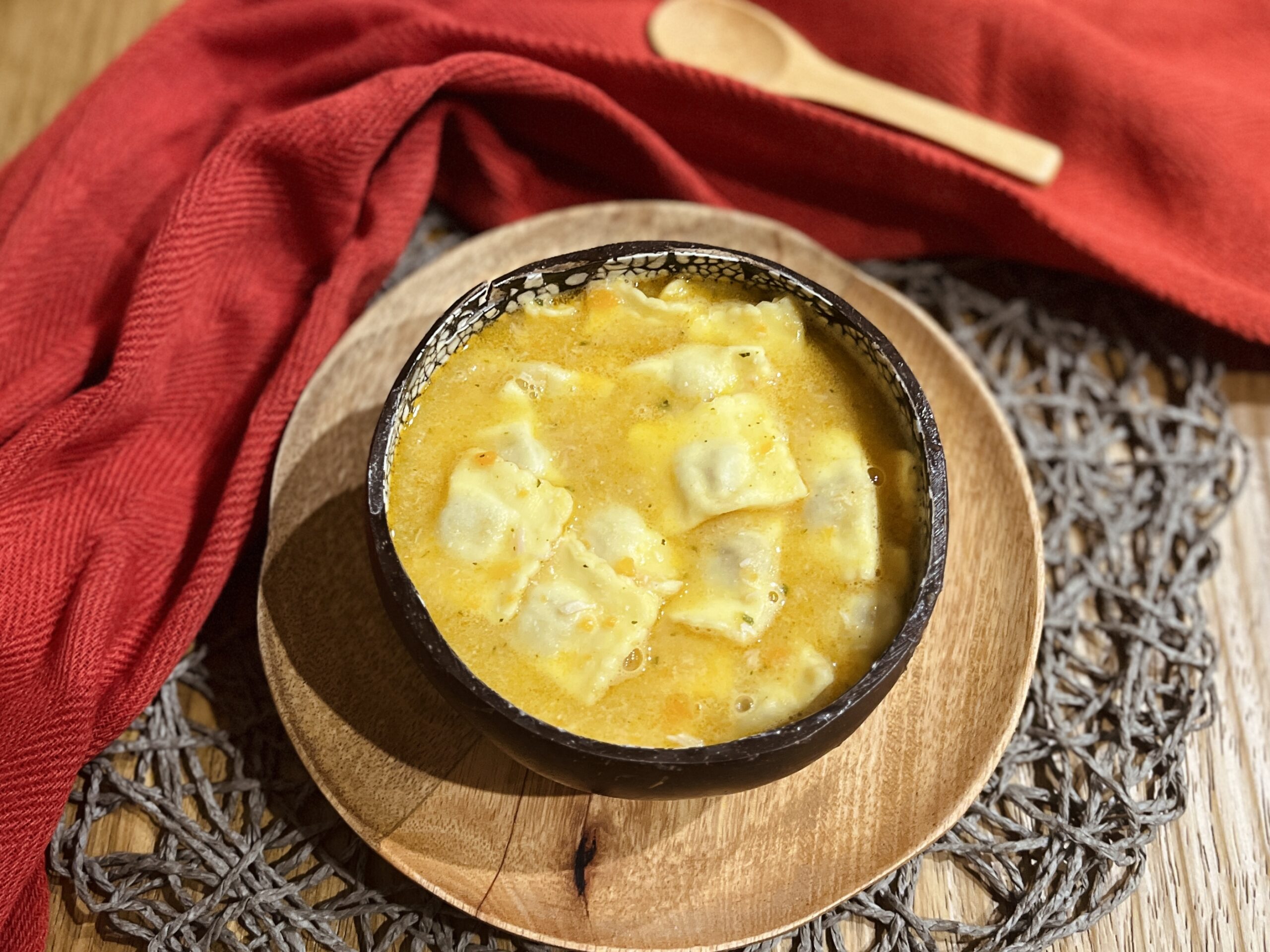 Homemade Creamy Vegetable Broth Raviolini