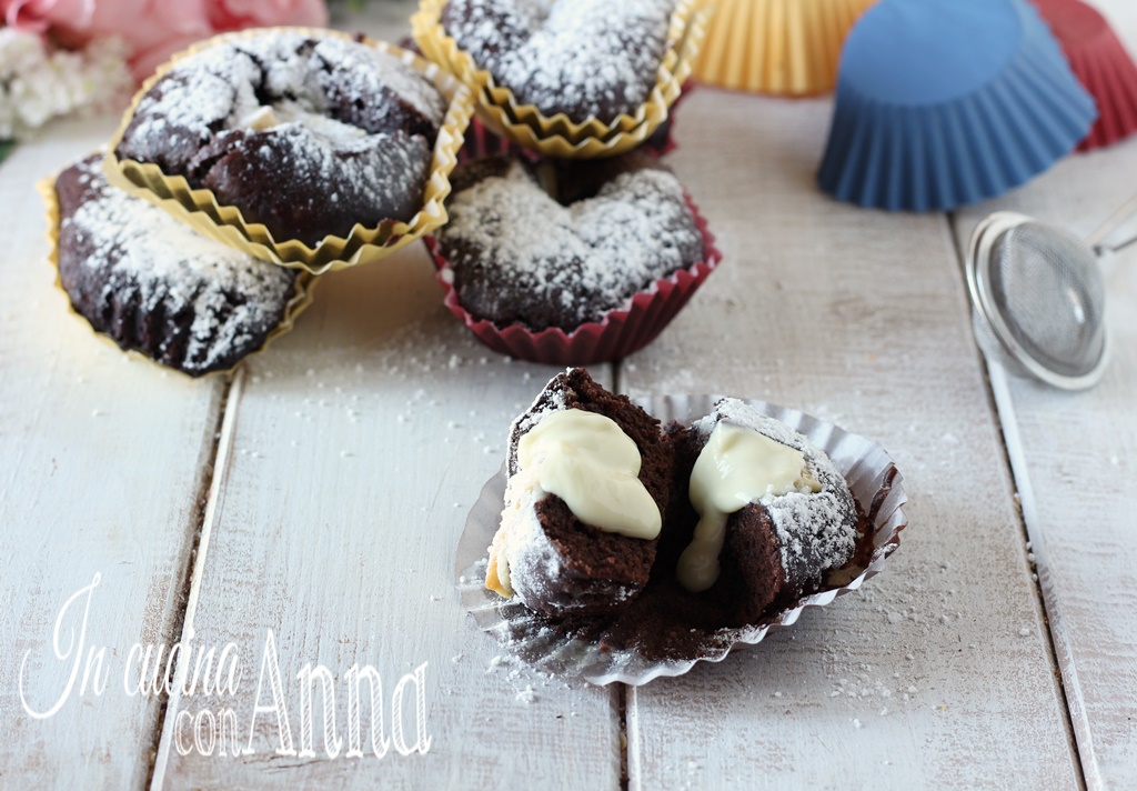 Chocolate cupcakes with creamy heart