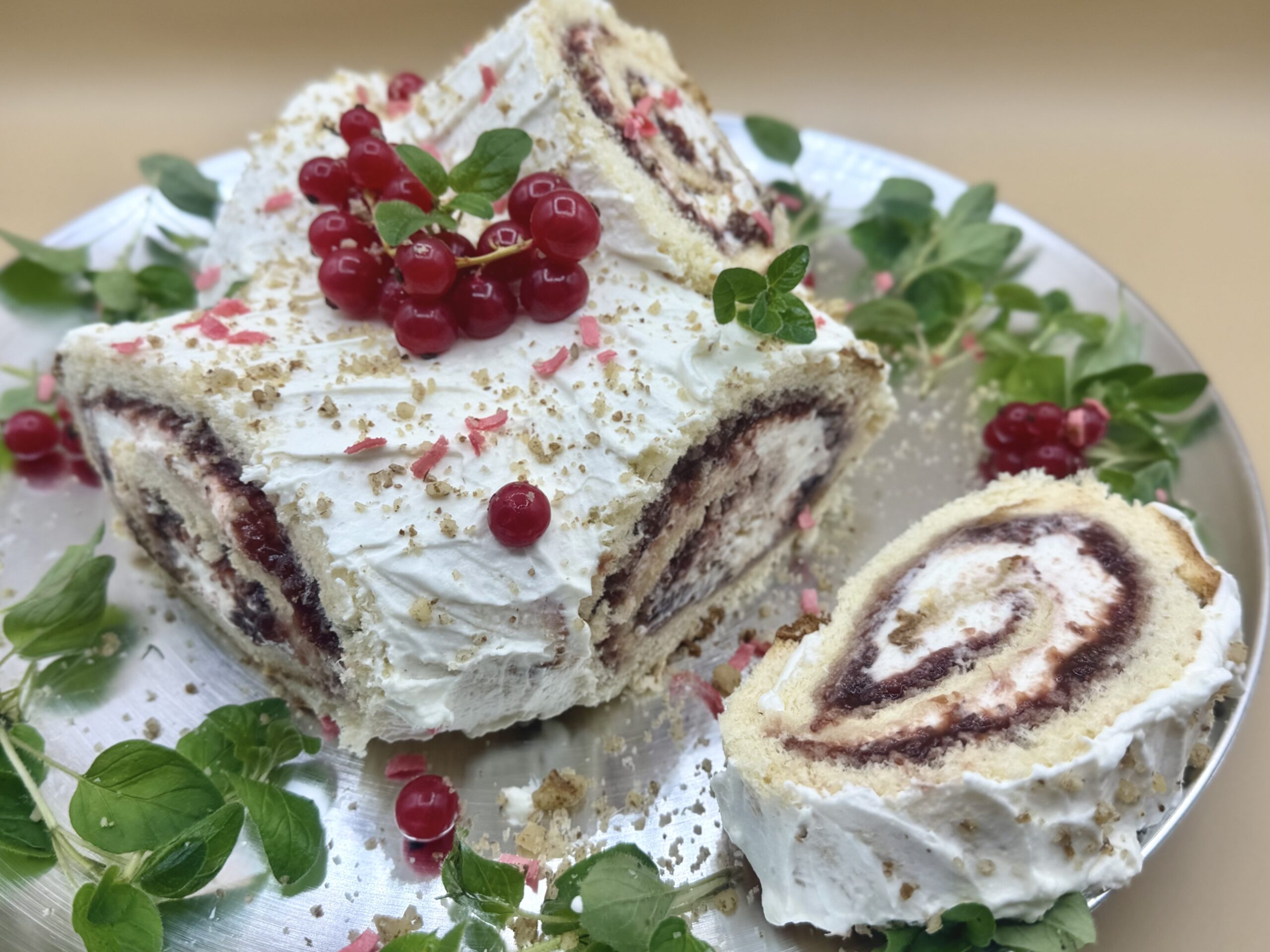 No-Bake Pandoro Log with Jam, Cream, and Mascarpone