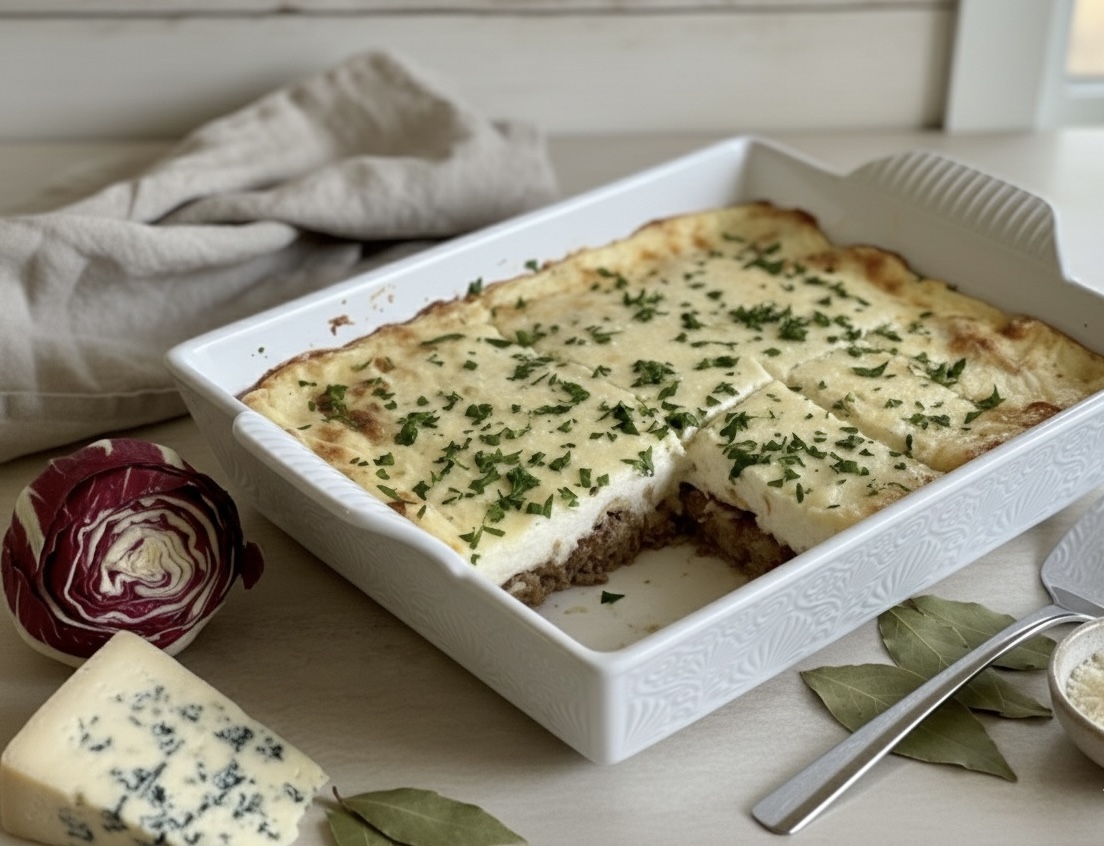 GRATINATED CREPES WITH RADICCHIO AND GORGONZOLA