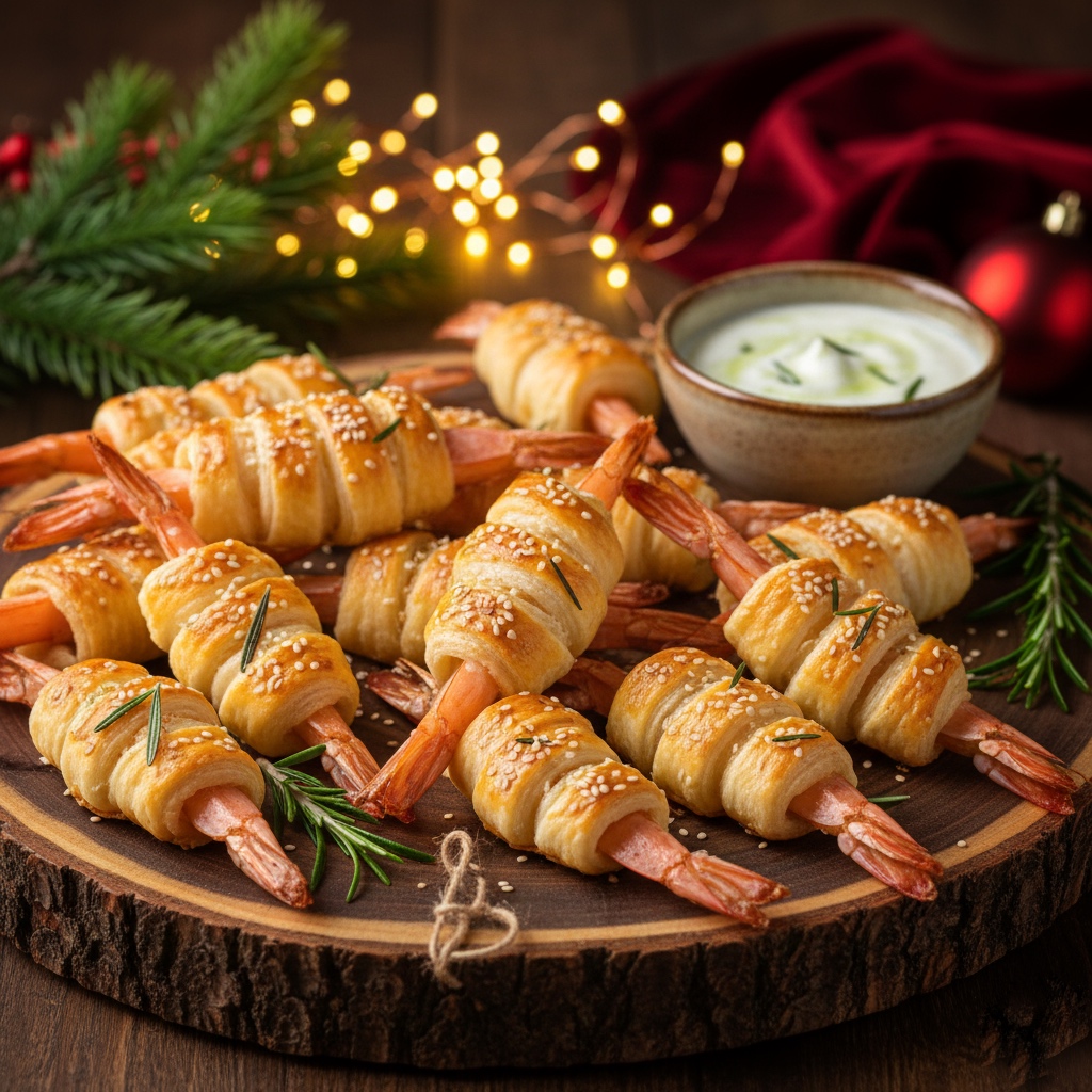 SHRIMP IN PUFF PASTRY AND ROSEMARY CRUST