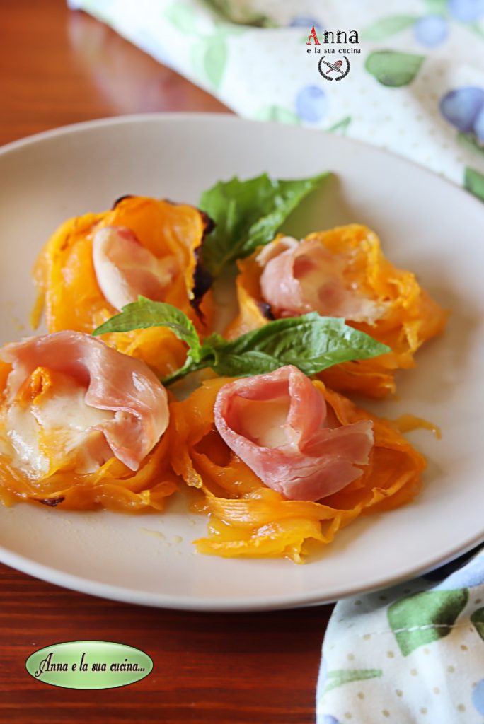 Pumpkin Slices Rolled with Cheese and Speck