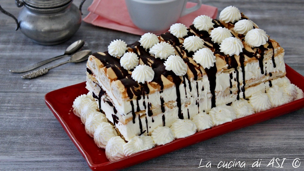 Ice Cream Cake with Puff Pastries and Cream