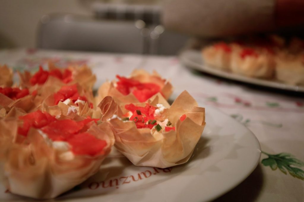 savory pastries with philadelphia and salmon