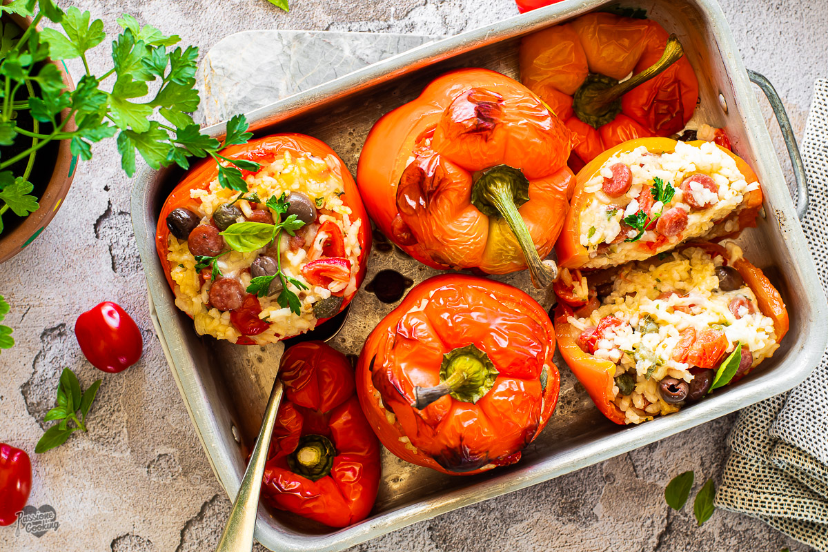 Mediterranean Stuffed Peppers with Kaminwurzen