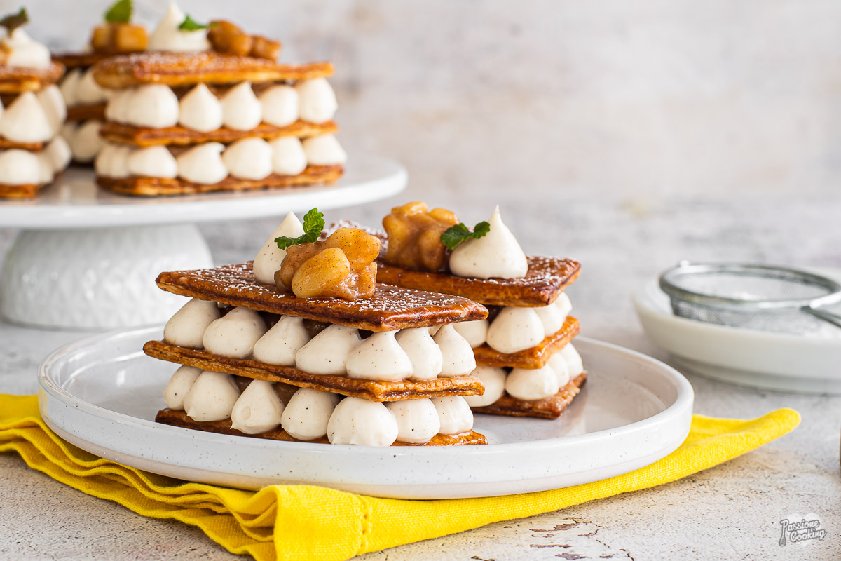 Millefeuille with Vanilla Cream and Red Delicious Apples