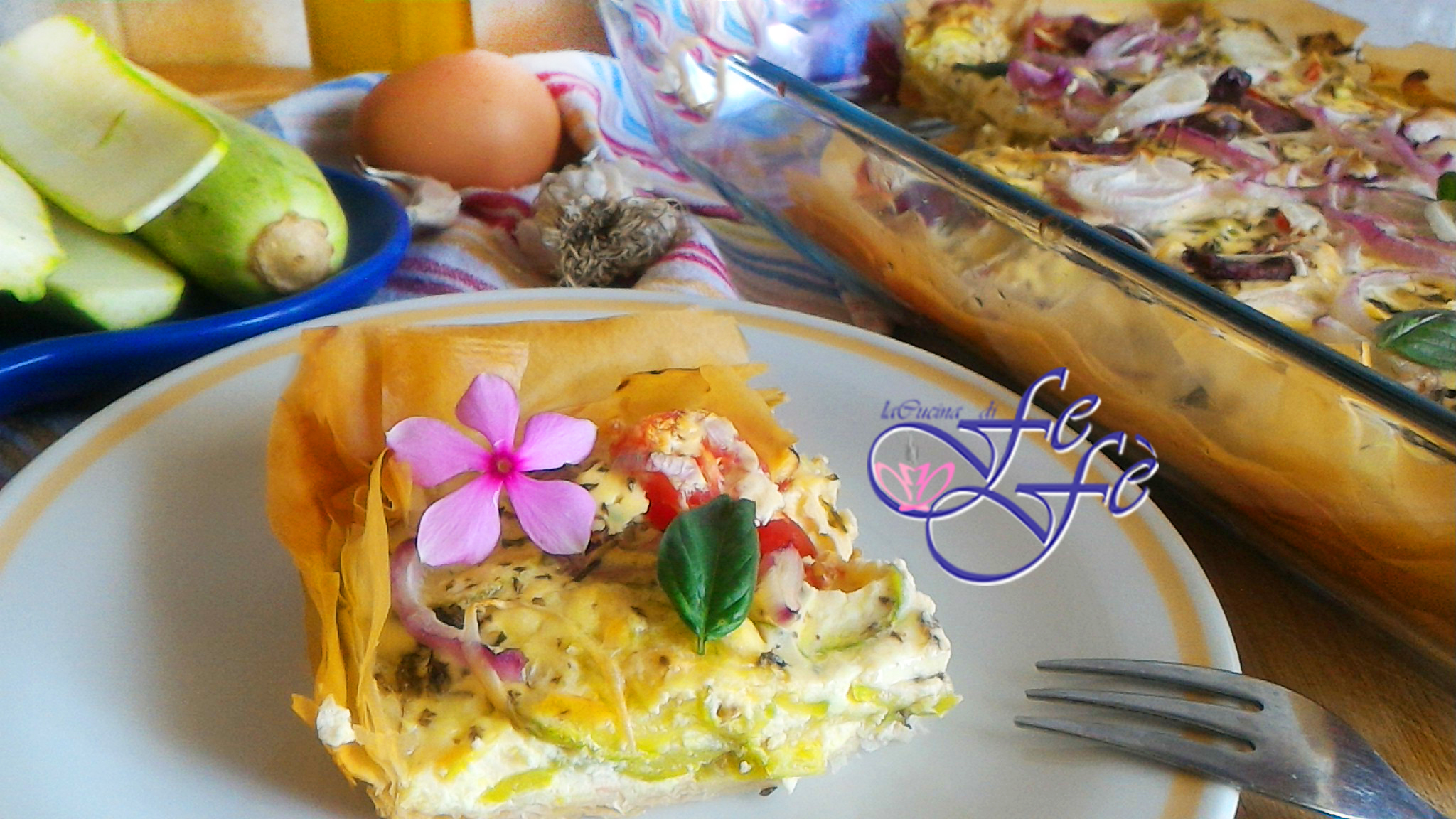 PHYLLO PASTRY SAVORY TART WITH ZUCCHINI AND RED ONION