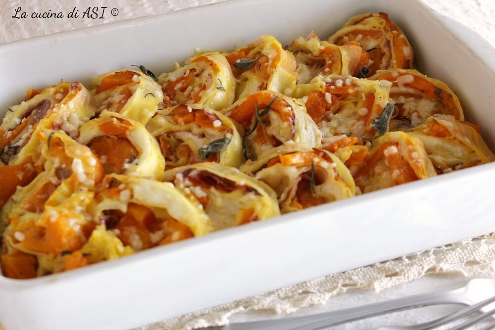 Pasta roll pumpkin and taleggio