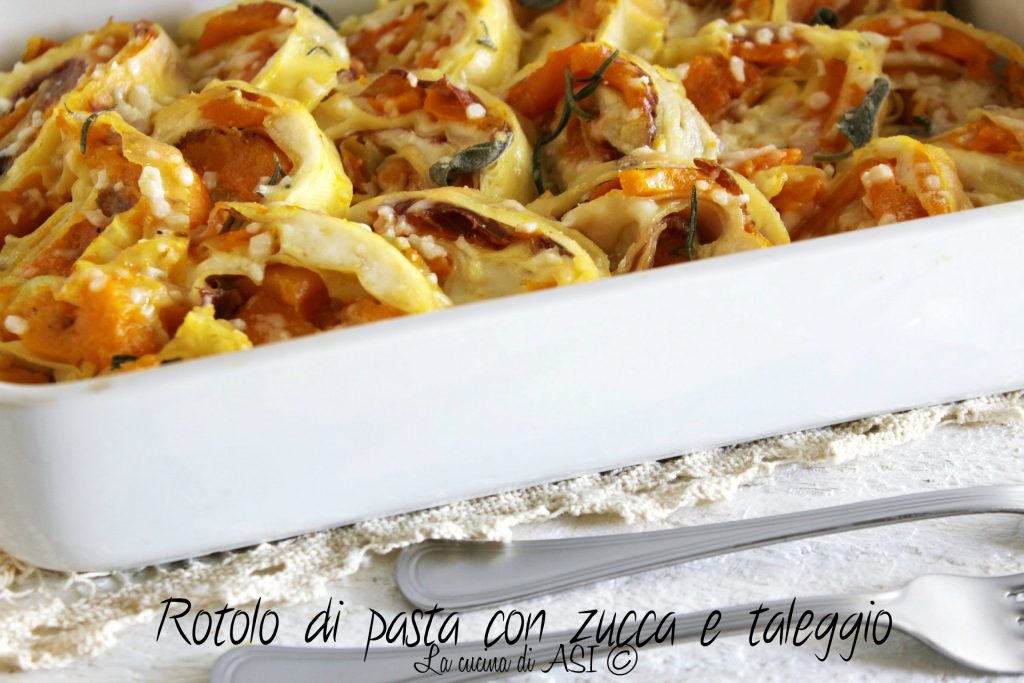 Pasta roll with pumpkin and taleggio