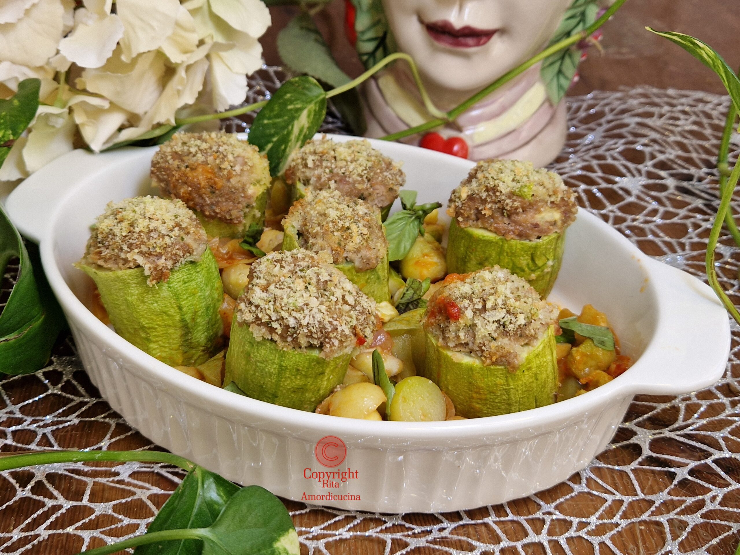 Baked Stuffed Zucchini with Swordfish