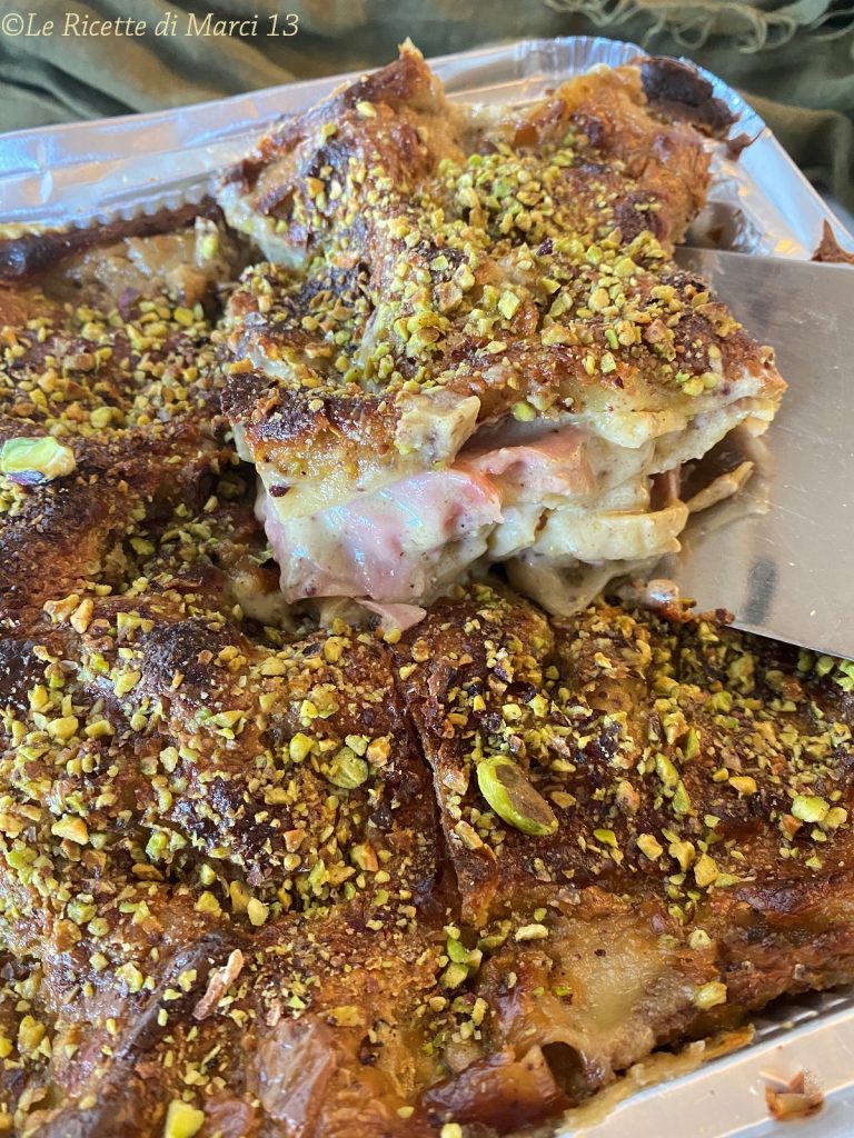 Pistachio Lasagna with Mortadella and Provola