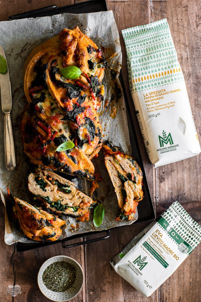 Pizza Braid with Spinach and Salami