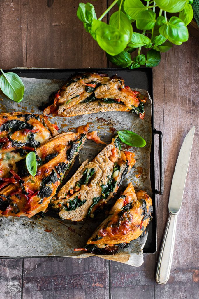 Pizza Braid with Spinach and Salami