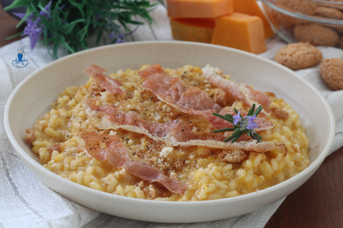 Pumpkin Risotto with Amaretti and Crispy Speck