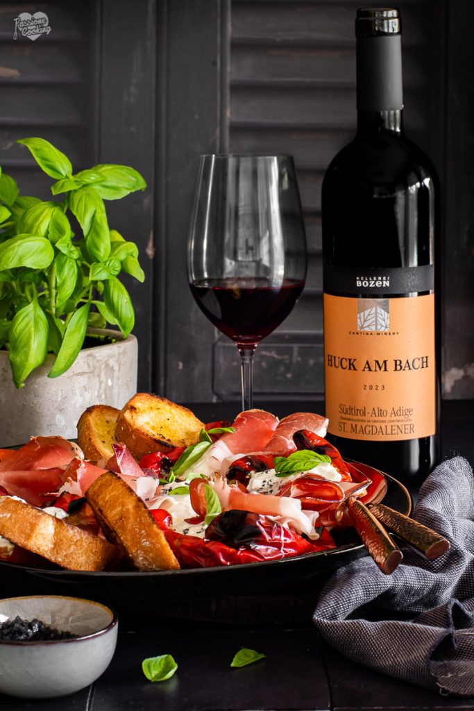 Roasted Peppers with Speck and Stracciatella