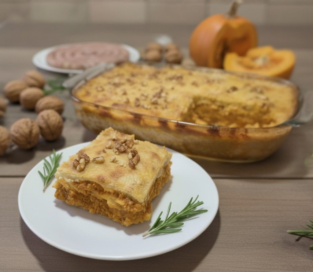 Lasagna with Pumpkin, Sausage, and Provola