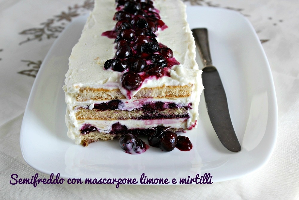 Semifreddo with mascarpone lemon and blueberries