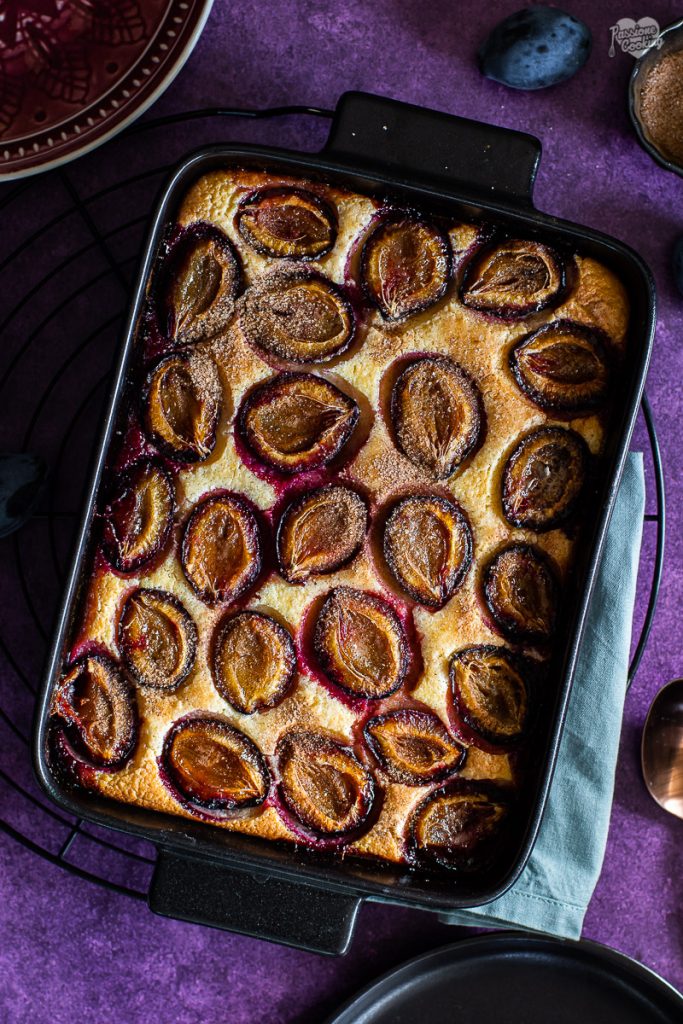 Soft Flan with Plums