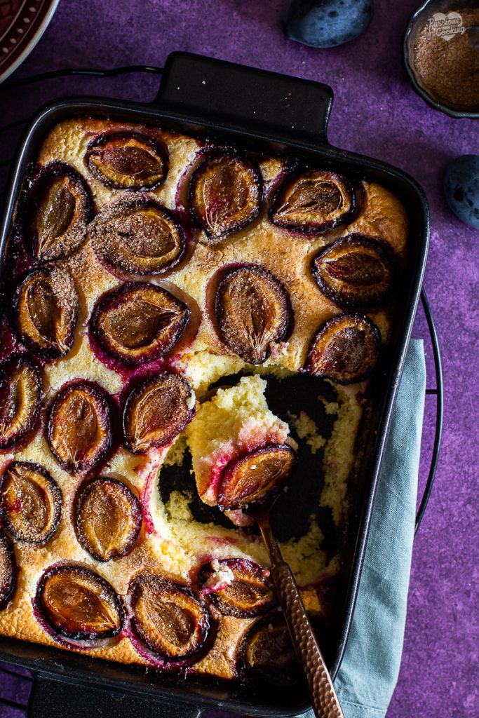 Soft Flan with Plums