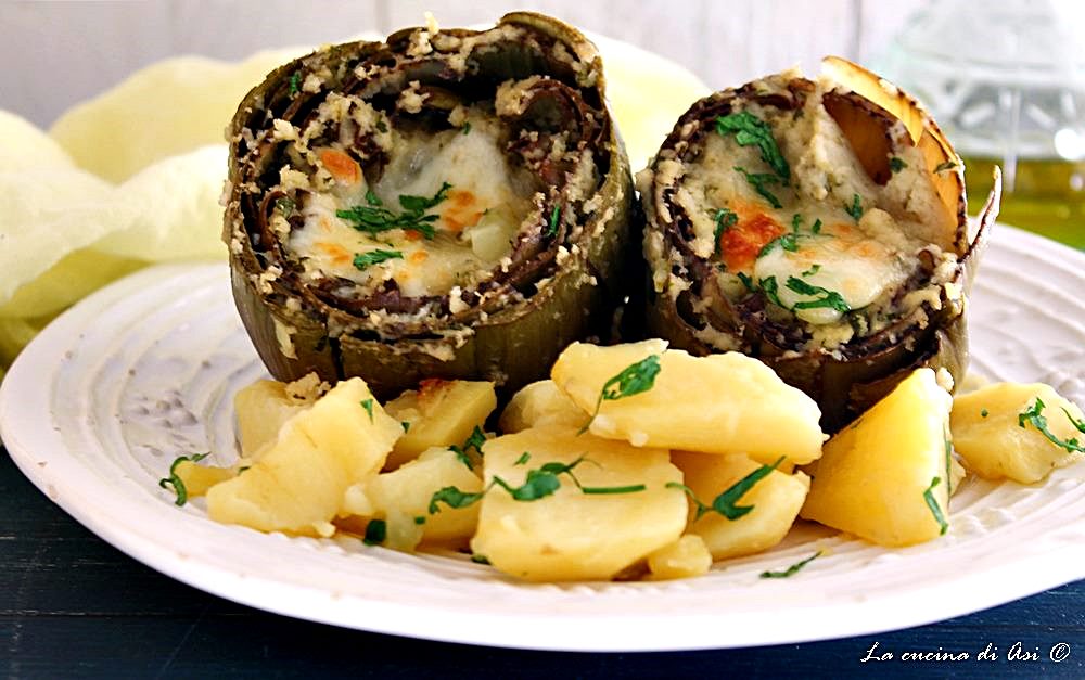 Stuffed Artichokes and Potatoes