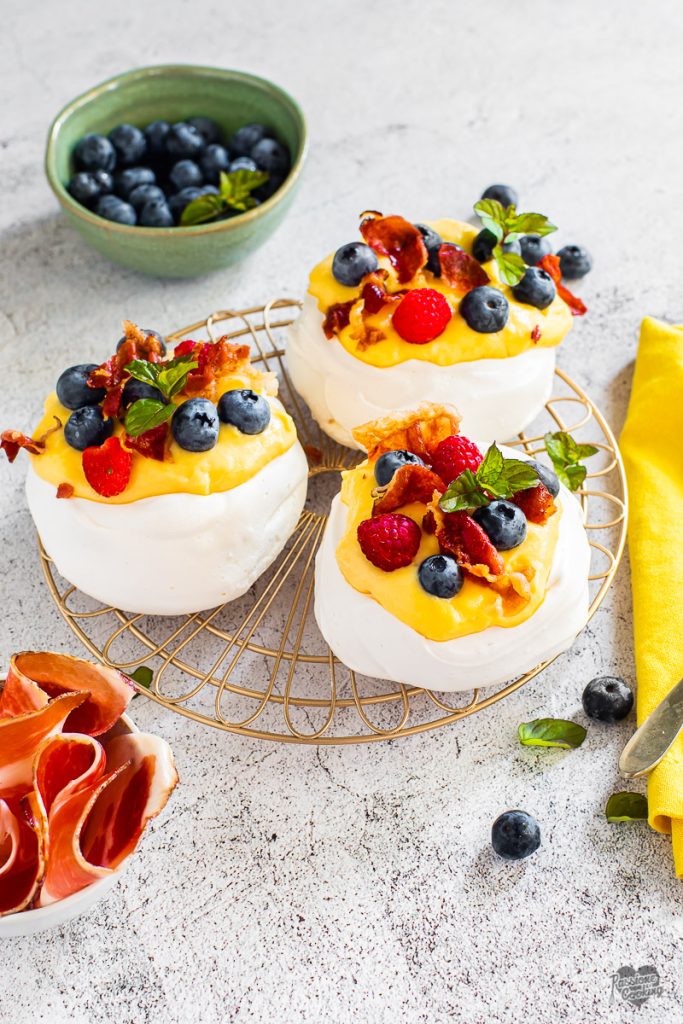 Sweet Mini Pavlovas with Speck Alto Adige PGI