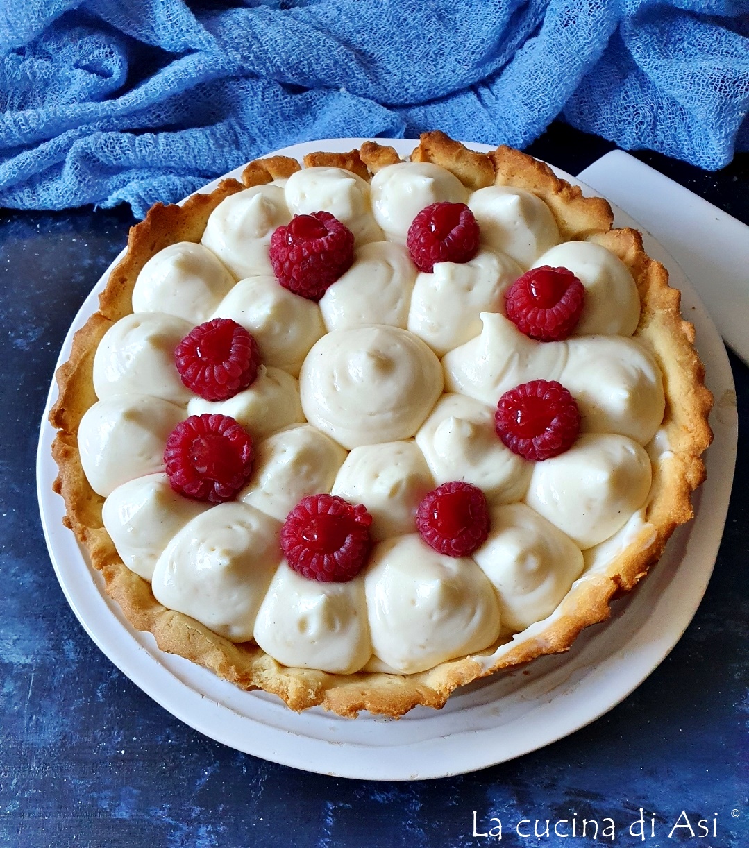 Tart with Diplomatic Cream and Raspberries