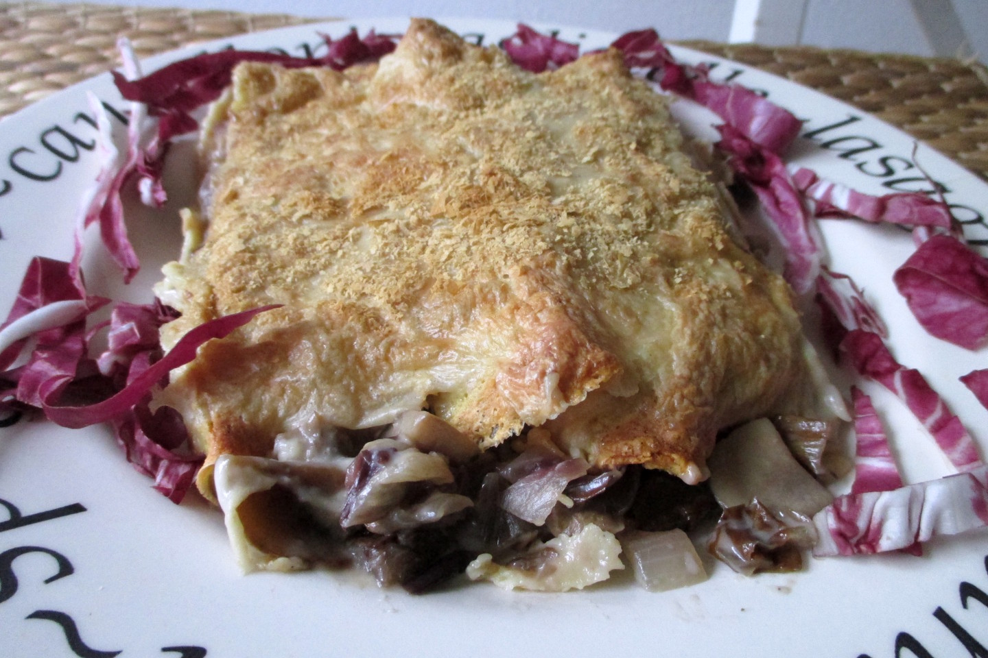 Vegan Crepes with Radicchio and Mushrooms