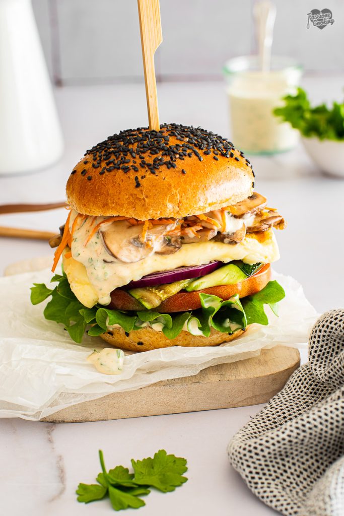 Vegetarian Burger with Grilled Cheese