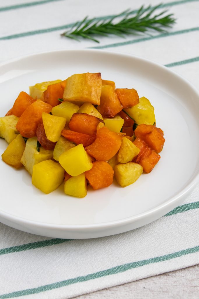 baked pumpkin and potatoes