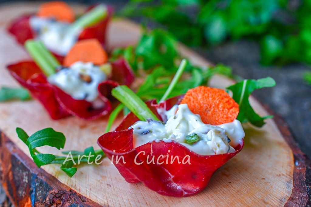 Bresaola, Walnut, and Stracchino Baskets Quick Appetizer